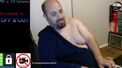 Snapshot of chunkymonkey420 chatting on February 2025 07:20:01 AM Spencer Smokey Bear online show from February 2025 07:20:01 AM