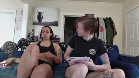 Snapshot of enby_dykes chatting on December 2024 07:11:01 PM Cedar redhead and River brunette online show from December 2024 07:11:01 PM