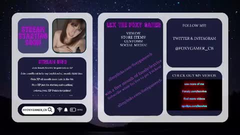 Snapshot of foxy_gamer chatting on July 2026 12:59:02 AM Lex Vive foxygamer cb online show from July 2026 12:59:02 AM